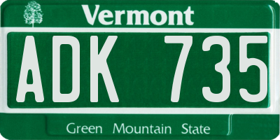 VT license plate ADK735