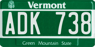 VT license plate ADK738