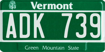VT license plate ADK739
