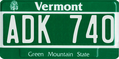 VT license plate ADK740
