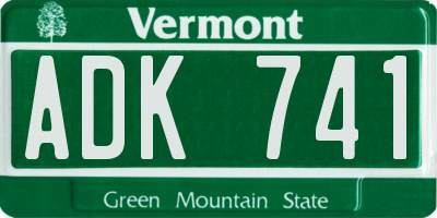 VT license plate ADK741