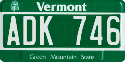 VT license plate ADK746
