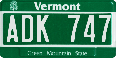 VT license plate ADK747
