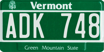 VT license plate ADK748