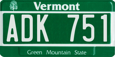 VT license plate ADK751