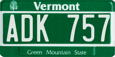 VT license plate ADK757