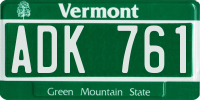 VT license plate ADK761