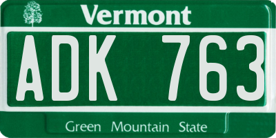 VT license plate ADK763