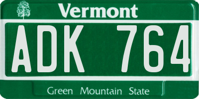 VT license plate ADK764