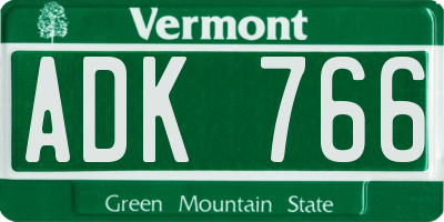 VT license plate ADK766