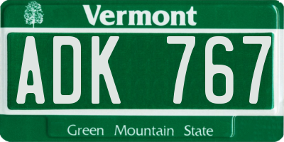 VT license plate ADK767