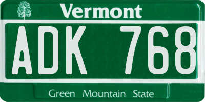 VT license plate ADK768