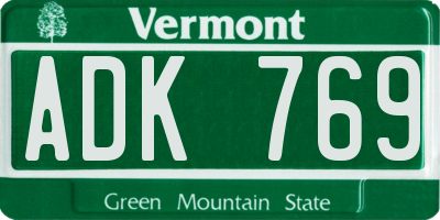 VT license plate ADK769