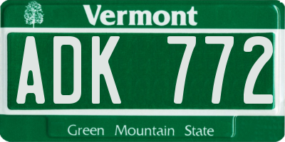 VT license plate ADK772