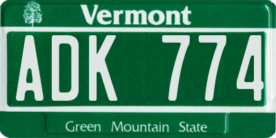 VT license plate ADK774