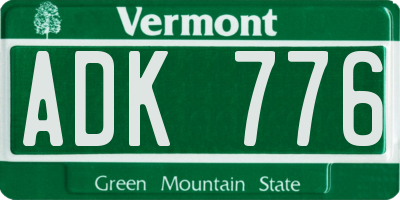 VT license plate ADK776