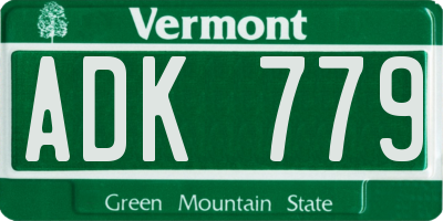 VT license plate ADK779