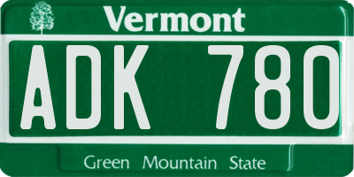 VT license plate ADK780