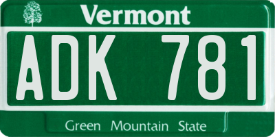 VT license plate ADK781