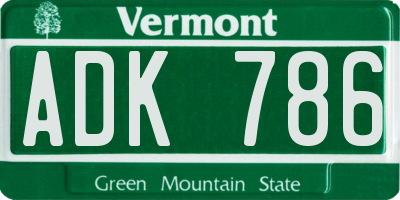 VT license plate ADK786