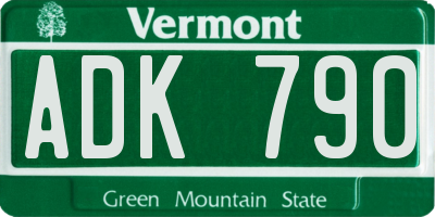 VT license plate ADK790