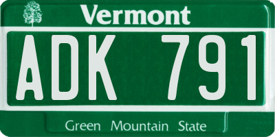 VT license plate ADK791