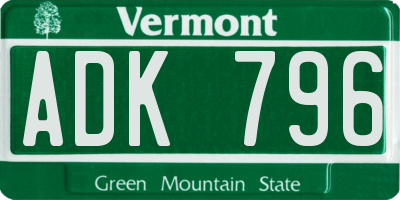VT license plate ADK796