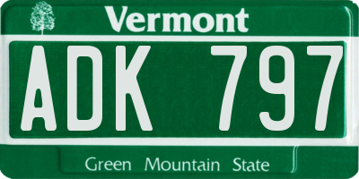 VT license plate ADK797
