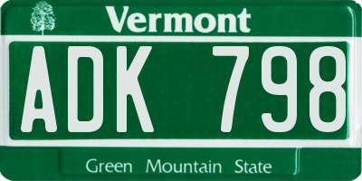 VT license plate ADK798