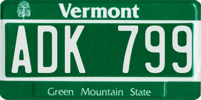 VT license plate ADK799