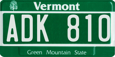 VT license plate ADK810