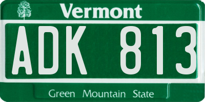 VT license plate ADK813
