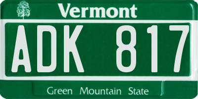 VT license plate ADK817