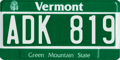 VT license plate ADK819