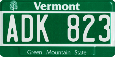 VT license plate ADK823