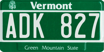 VT license plate ADK827