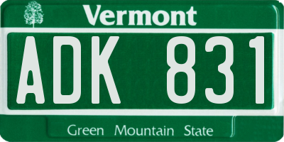 VT license plate ADK831