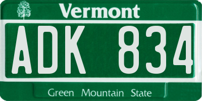 VT license plate ADK834