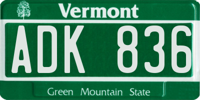 VT license plate ADK836