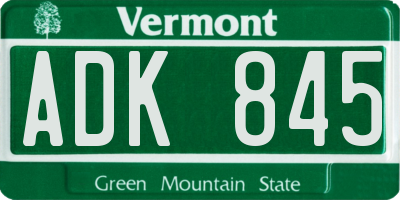 VT license plate ADK845