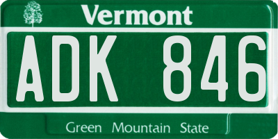 VT license plate ADK846