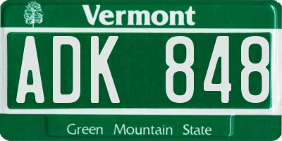 VT license plate ADK848