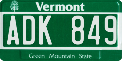 VT license plate ADK849