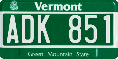 VT license plate ADK851