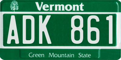 VT license plate ADK861