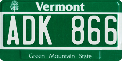 VT license plate ADK866