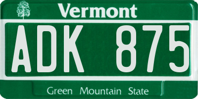 VT license plate ADK875