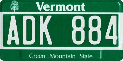 VT license plate ADK884