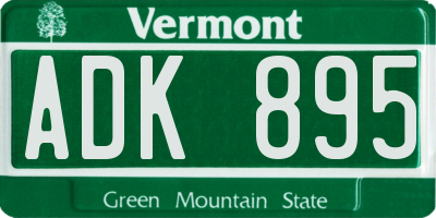 VT license plate ADK895