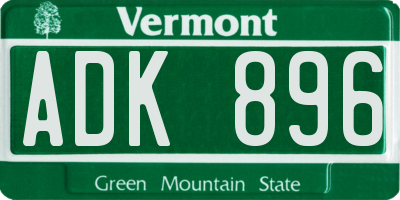 VT license plate ADK896